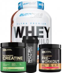 PROMO STACK EVERBUILD Ultra Premium Whey Build + Creatne + Pre Workout + Shaker